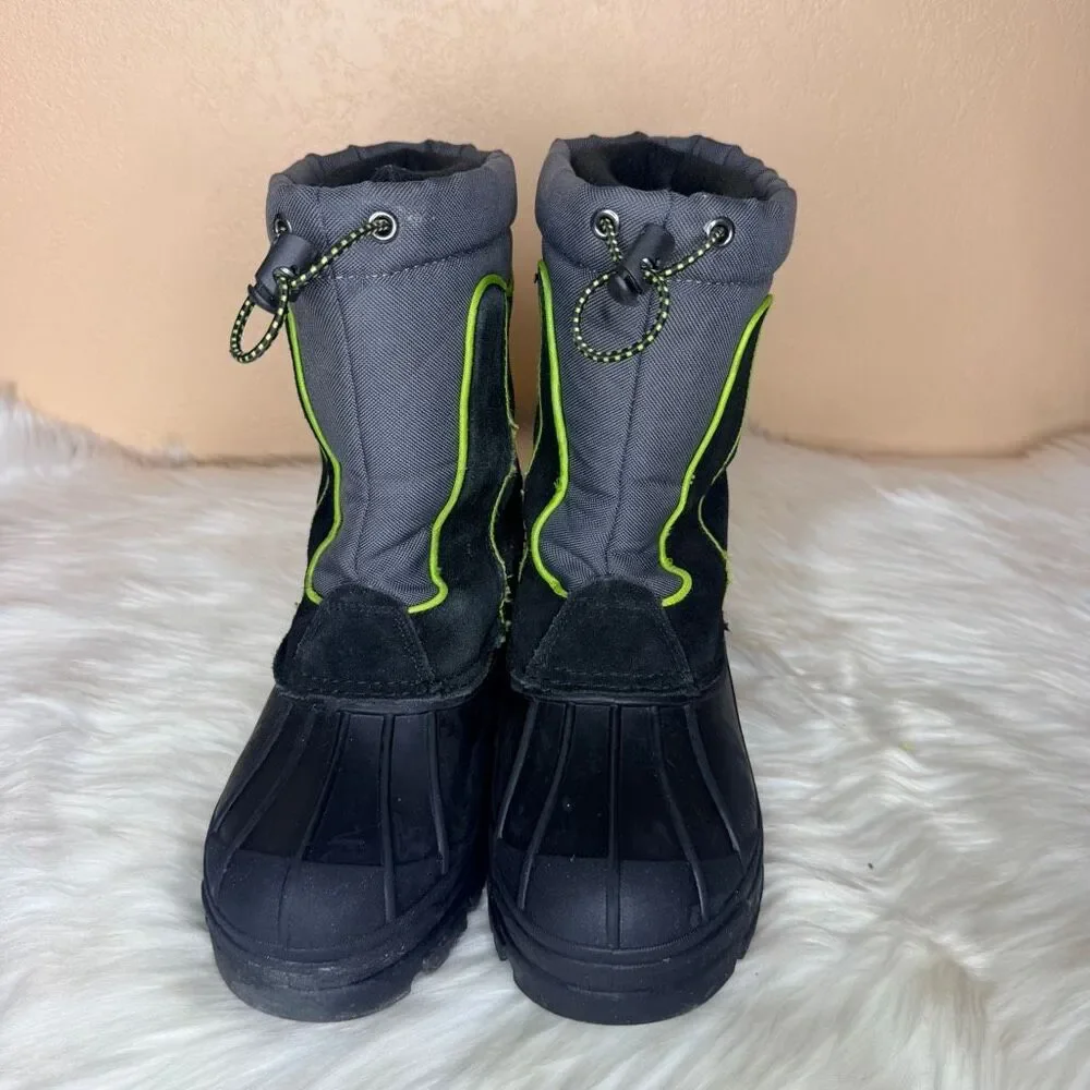 TOTES Big Kids Black Leather Duck Winter Snow Boots Size 6